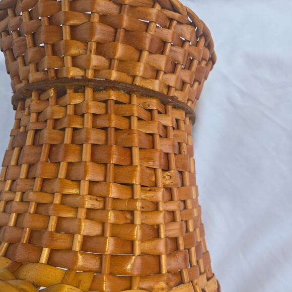 Vintage Rattan Wicker Floor Vase Basket Handles 24" x 11" Pot Planter Portugal - Picture 3 of 16